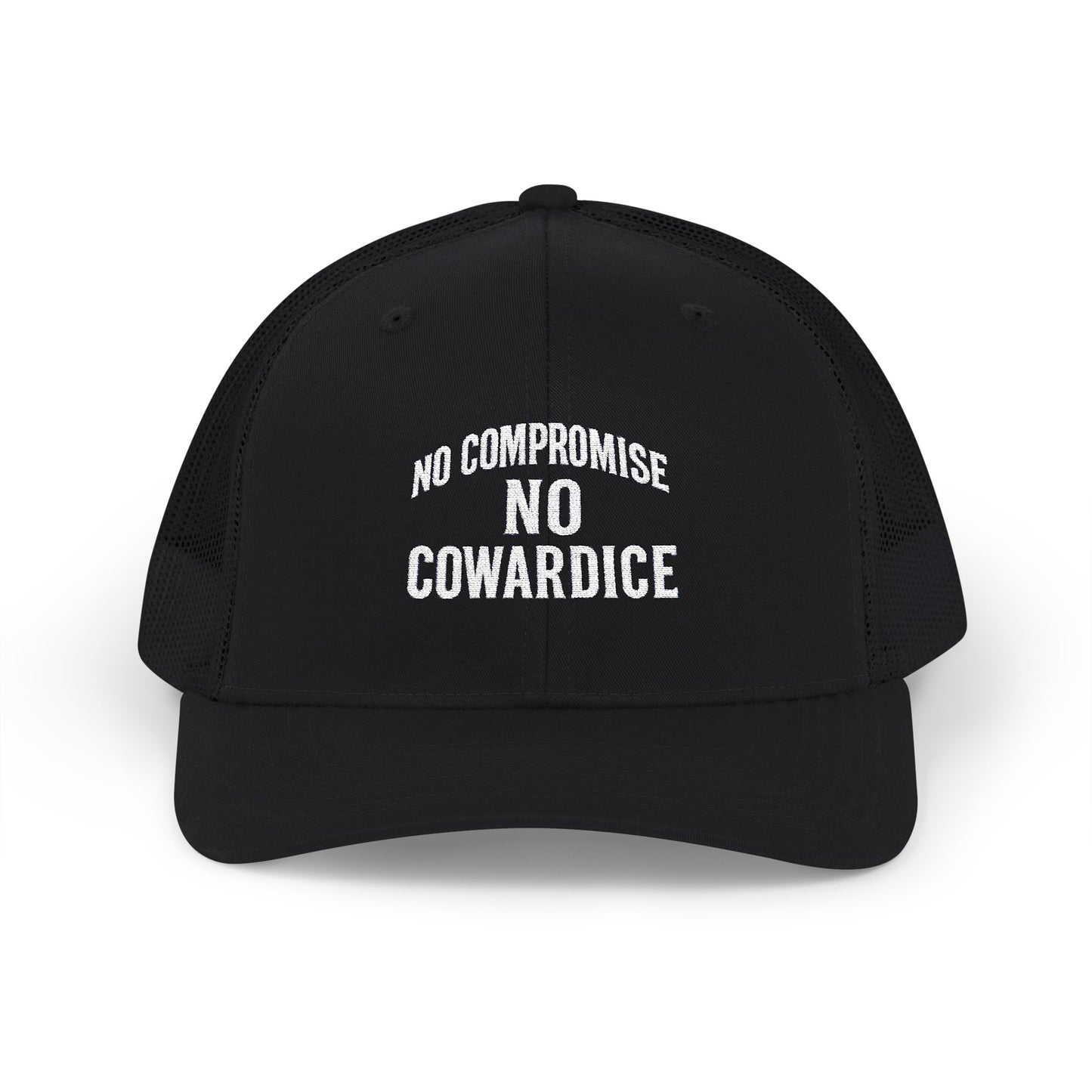 Embroidered Snapback Trucker Cap - No Compromise, No Cowardice