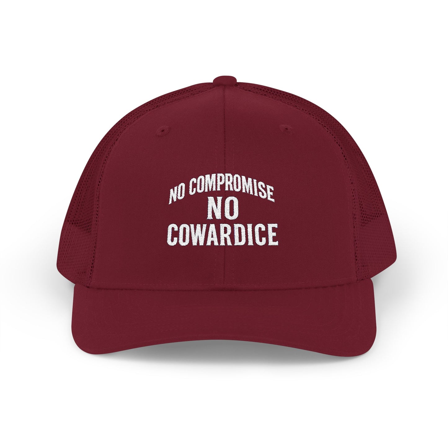 Embroidered Snapback Trucker Cap - No Compromise, No Cowardice