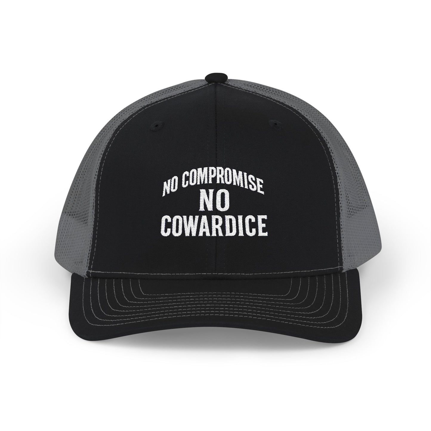 Embroidered Snapback Trucker Cap - No Compromise, No Cowardice