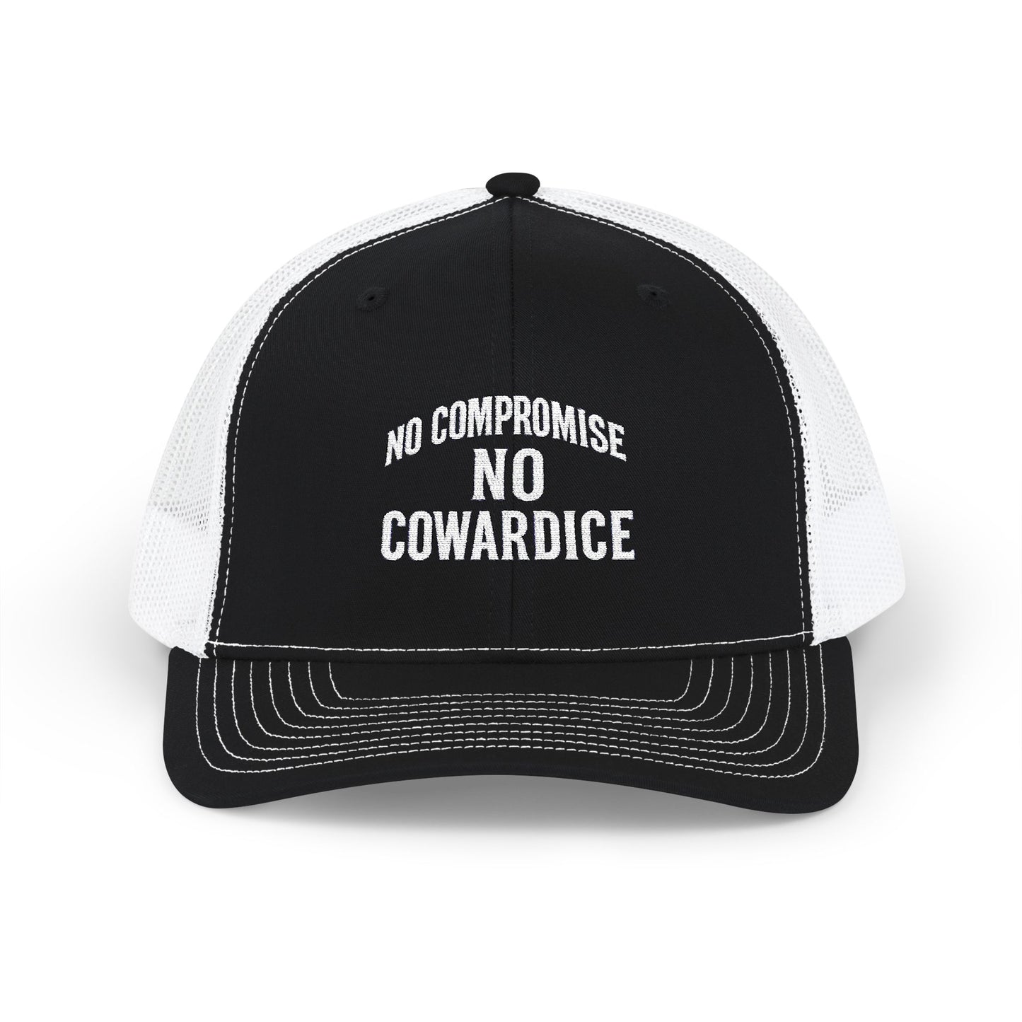 Embroidered Snapback Trucker Cap - No Compromise, No Cowardice