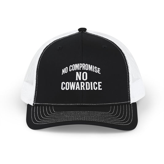 Embroidered Snapback Trucker Cap - No Compromise, No Cowardice