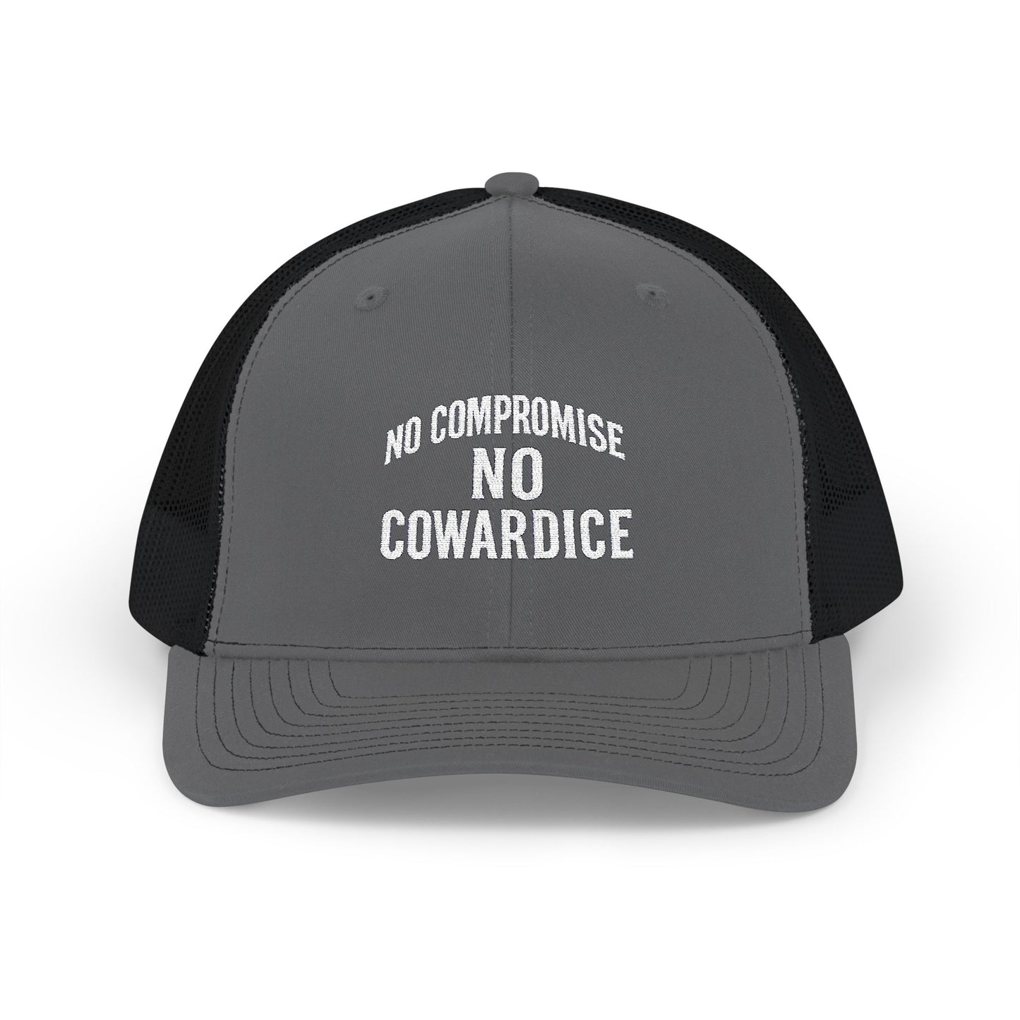 Embroidered Snapback Trucker Cap - No Compromise, No Cowardice