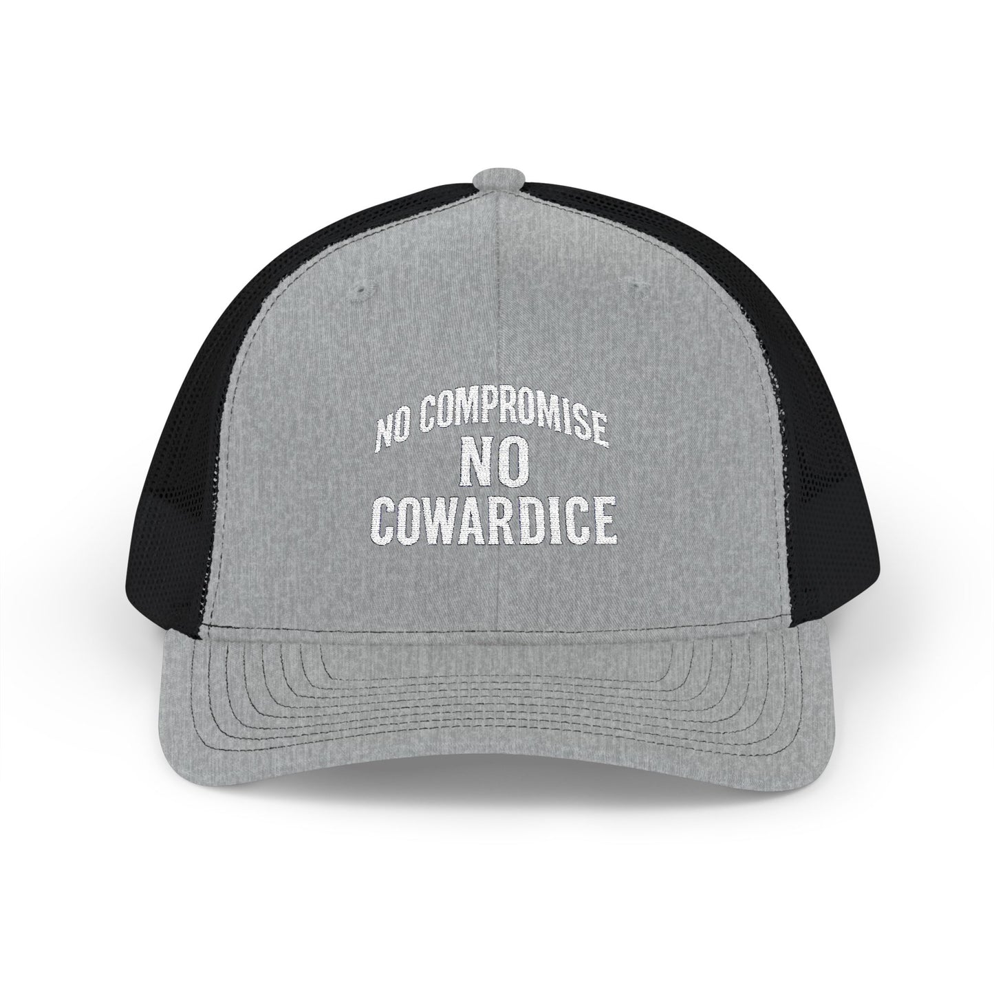 Embroidered Snapback Trucker Cap - No Compromise, No Cowardice